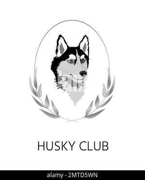 Portrait Husky à l'intérieur de la couronne ou de la guirlande argentée Illustration de Vecteur