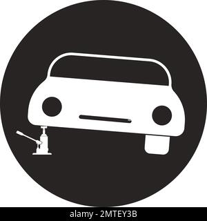 icône de voiture coincée avec symbole d'illustration de vecteur de cric. Illustration de Vecteur