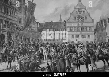 Johann, Johannes , Jean ouailles devant Graf von Tilly, ici à Rothenburg ob der Tauber, Allemagne Banque D'Images