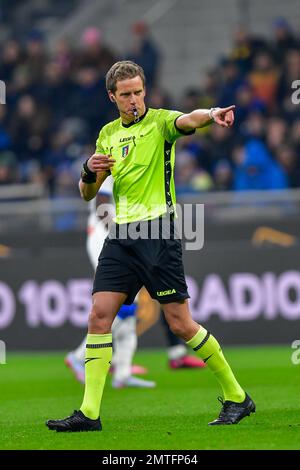 Milan, Italie. 31st janvier 2023. L'arbitre Daniele Chiffi vu dans le match de Coppa Italia entre Inter et Atalanta à Giuseppe Meazza à Milan. (Crédit photo : Gonzales photo/Alamy Live News Banque D'Images