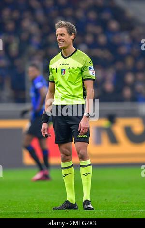 Milan, Italie. 31st janvier 2023. L'arbitre Daniele Chiffi vu dans le match de Coppa Italia entre Inter et Atalanta à Giuseppe Meazza à Milan. (Crédit photo : Gonzales photo/Alamy Live News Banque D'Images