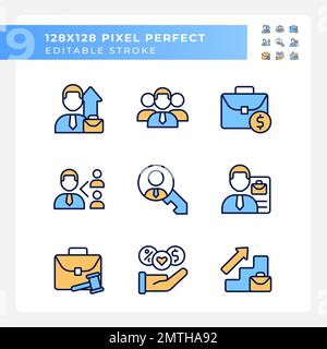 Jeu d'icônes de couleurs RVB Perfect pixel liées au travail Illustration de Vecteur