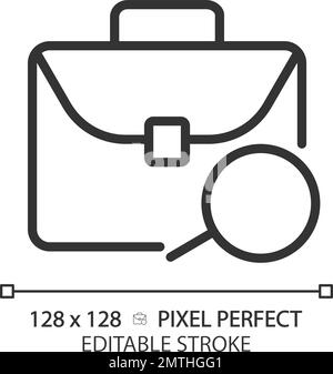 Icône linéaire pixel Perfect de recherche d'emploi Illustration de Vecteur