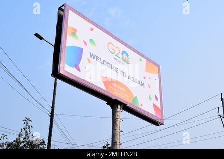 Assam sera l'hôte de la réunion 1st du GTFS sous la présidence de l'Indias G20 du 2nd février à Guwahati avec le thème : une terre, une famille, un avenir Banque D'Images