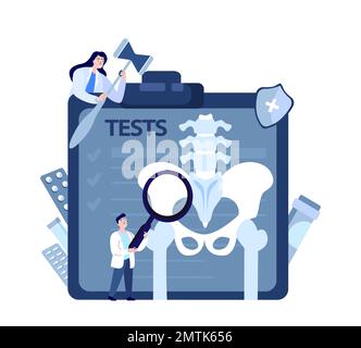 Vertebrologist Orthopédie scientifiques médecins ExamineExamine Hip joint pain douleur.Arthoplastie,recherche sur l'arthrose.Clinical Investigation.X Ray,Rontgen te Banque D'Images