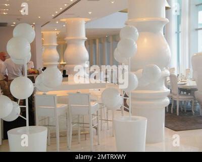 Exclusif !! C'est l'hôtel Mondrian exclusif de South Beach où Jessica Szohr et Ed Westwick ont passé le week-end et ont finalement montré au monde qu'ils étaient un couple. Cet hôtel au bord de l'eau, inspiré d'un conte de fées, comprend un jardin de baisers, plusieurs piscines, un spa et une salle de sport, un salon extérieur et un salon au coucher du soleil. Miami, Floride. 3/21/09. Banque D'Images