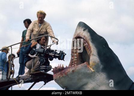 JAWS année : 1975 Etats-Unis Directeur : Steven Spielberg Steven Spielberg photo de tournage Banque D'Images