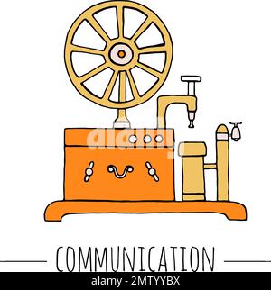 Télégraphe vectoriel vintage. Illustration rétro du récepteur radio. Vieux moyens de communication Illustration de Vecteur