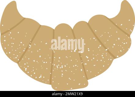 Illustration d'un croissant plat vectoriel. Icône pâtisserie française. Rouleau petit déjeuner texturé plat isolé sur fond blanc Illustration de Vecteur