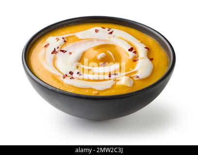 bol de soupe à la crème de légumes isolé sur fond blanc Banque D'Images