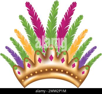 Icône en forme de couronne mardi de couleur isolée conception plate Vector Illustration de Vecteur