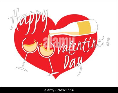 TOAST POUR LA CÉLÉBRATION DE LA SAINT-VALENTIN Illustration de Vecteur