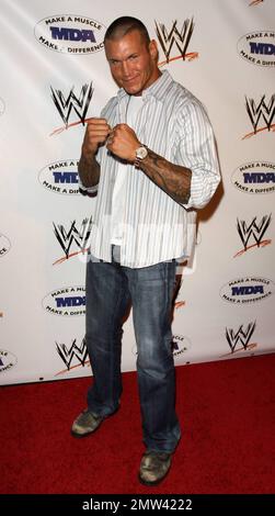 La superstar de la WWE Randy Orton pose sur le tapis rouge lors de la soirée de lancement annuelle de la WWE SummerSlam en association avec l'association de dystrophie musculaire tenue au Tropicana Bar à l'intérieur de l'hôtel Hollywood Roosevelt. Los Angeles, Californie. 08/13/10. Banque D'Images