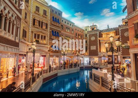 Macao - 18 décembre 2016 : intérieur du casino vénitien. Banque D'Images