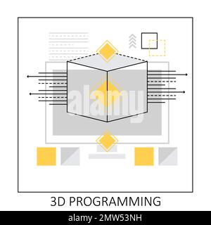 3d programmation de l'impression. Création de graphiques Web, illustration vectorielle de modélisation de prototype Illustration de Vecteur