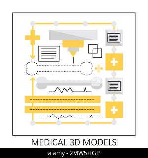 Modèles médicaux 3D. Illustration vectorielle de l'imprimante Clinical Scientific 3D, du corps du scanner 3D Illustration de Vecteur