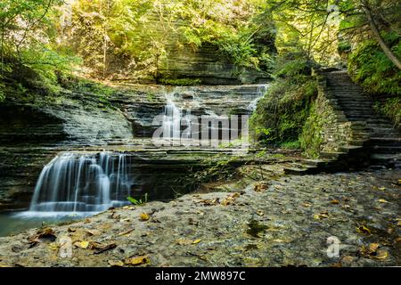 La gorge Trail au parc national de Buttermilk Falls Banque D'Images