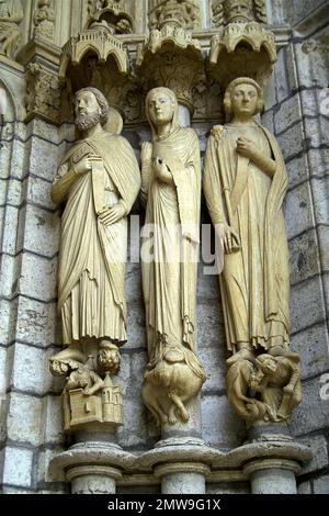 Chartres Francja, France, Frankreich, Cathédrale notre-Dame, Cathédrale notre-Dame, Kathedrale, Katedra, façade nord latérale; Nordseite, Fragment de portail Banque D'Images