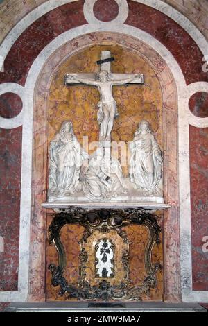 Nancy, Francja, France, Frankreich, Église de notre-Dame-de-Bonsecours intérieur; scène de Jésus crucifixion; Kreuzigungsszene Jesu Banque D'Images