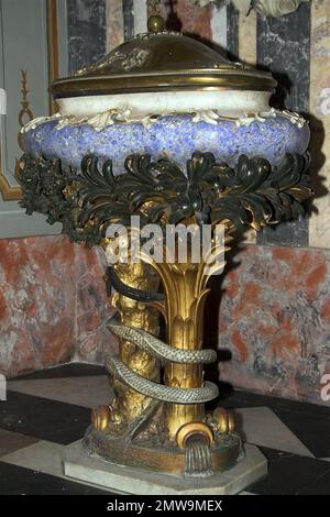 Nancy, Francja, France, Frankreich, église notre-Dame-de-Bonsecours intérieur; police baptismale Banque D'Images