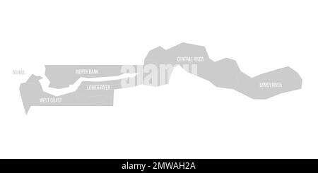 La carte politique des divisions administratives de la Gambie Illustration de Vecteur