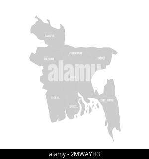 Bangladesh carte politique des divisions administratives Illustration de Vecteur