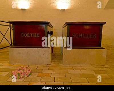 Coffins de Goethe et Schiller dans la crypte du Prince, cimetière historique, Weimar, Thuringe, Allemagne Banque D'Images
