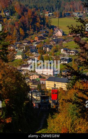 Téléphérique historique d'Obersalzberg, Berchtesgaden, Berchtesgadener Land, haute-Bavière, Bavière, Allemagne Banque D'Images