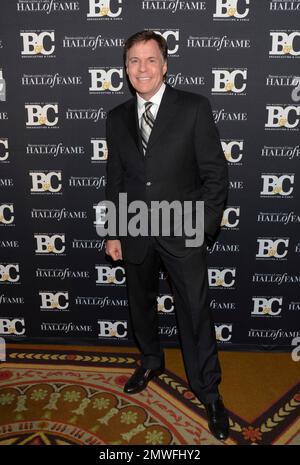 FILE - In this Oct. 20, 2014, file photo, co-host Bob Costas attends the 24th Annual Broadcasting and Cable Hall of Fame Awards at the Waldorf-Astoria in New York. Costas is stepping down as NBC’s prime-time host for the Olympics, to be replaced by Mike Tirico next winter in South Korea, the network said Thursday, Feb. 9, 2017. (Photo by Evan Agostini/Invision/AP, File)