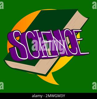 Mot scientifique sur un livre, illustration vectorielle de dessin animé. Illustration de Vecteur