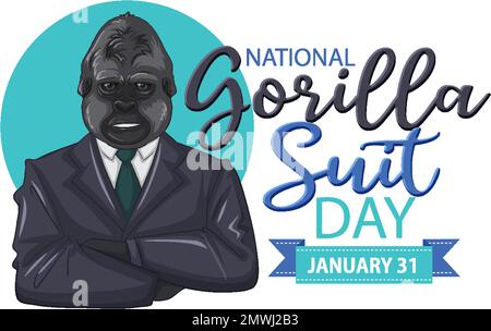 Illustration de la bannière nationale Gorilla suit Day Illustration de Vecteur