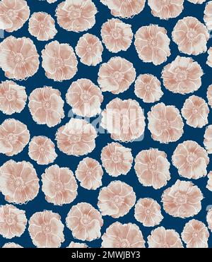 Motif fleuri sans couture sur fond sombre. Banque D'Images