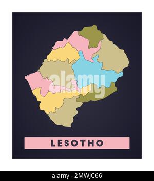 Carte du Lesotho. Affiche pays avec régions. Forme du Lesotho avec nom de pays. Illustration vectorielle élégante. Illustration de Vecteur