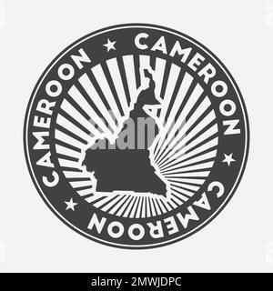 Logo rond Cameroun. Badge de voyage vintage avec le nom circulaire et la carte du pays, illustration vectorielle. Illustration de Vecteur