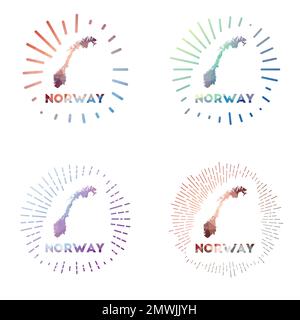 Norvège petit train de soleil en polys. Logo du pays dans un style polygonal géométrique. Illustration vectorielle. Illustration de Vecteur