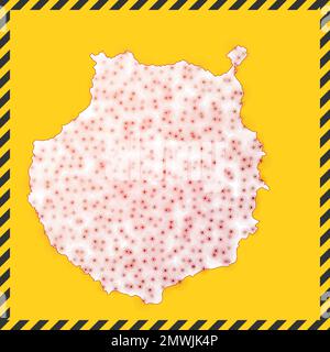 Gran Canaria fermé - signe de danger de virus. Icône d'îlot verrouillé. Bordure rayée noire autour de la carte avec concept de propagation de virus. Illustration vectorielle. Illustration de Vecteur