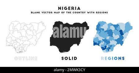 Carte du Nigeria. Borders of Nigeria pour votre infographie. Forme vectorielle du pays. Illustration vectorielle. Illustration de Vecteur