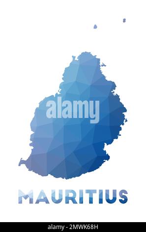 Carte poly basse de Maurice. Illustration géométrique de l'île. Carte polygonale de Maurice. Technologie, Internet, concept de réseau. Illustration vectorielle. Illustration de Vecteur