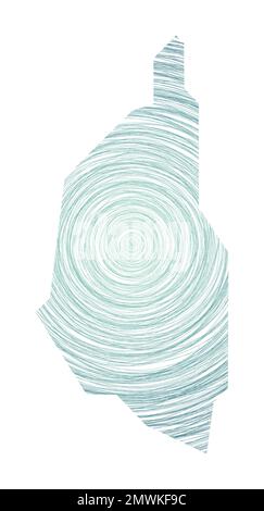 Carte de l'île de Penang remplie de cercles concentriques. Cercles de style d'esquisse en forme d'îlot. Illustration vectorielle. Illustration de Vecteur