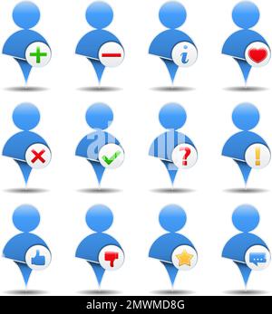Icône bleue d'un utilisateur avec différents symboles, illustration du vecteur eps10 Illustration de Vecteur