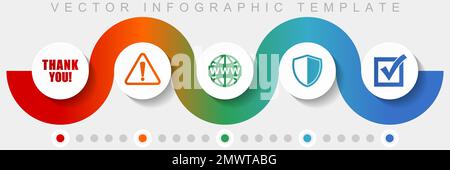 Modèle de vecteur d'infographie Internet avec jeu d'icônes, icônes diverses telles que merci, avertissement, www, bouclier et vote pour webdesign et appl mobile Illustration de Vecteur
