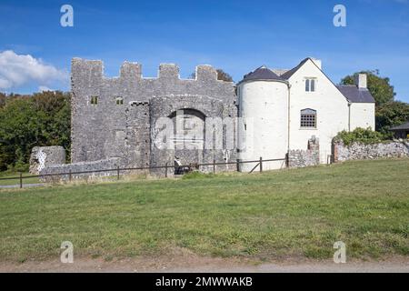 Château d'Oxwich (16th siècle), Oxwich, péninsule de Gower, Swansea, pays de Galles du Sud, ROYAUME-UNI Banque D'Images