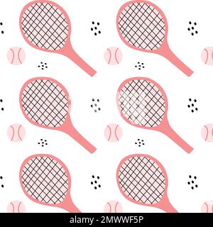Les raquettes de tennis à ceinture rose donnent un motif sans couture pour un imprimé texturé sur le tissu. Illustration de Vecteur
