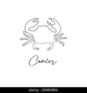 Astrologie signe du zodiaque symbole de l'horoscope du cancer dans le style de l'art de ligne isolé sur fond blanc Illustration de Vecteur