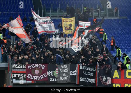 Rome, Italie. 01st févr. 2023. Les fans crémones pendant le match de football de la coupe d'Italie, Stadio Olimpico, AS Roma v Cremonese, 01st février 2023 (photo de crédit AllShotLive/Sipa USA) Credit: SIPA USA/Alay Live News Banque D'Images