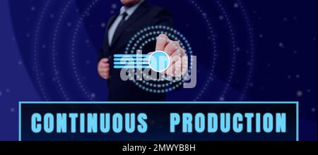 Légende de texte présentant la production continue. Le concept commercial implique de petites améliorations cohérentes au fil du temps Banque D'Images