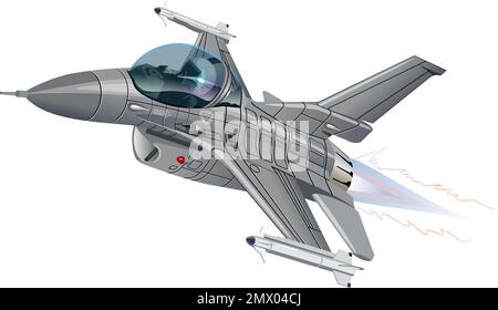 Vector Cartoon avion de chasse à jet militaire.Format vectoriel EPS-10 disponible, séparé par des groupes et des calques, pour un montage facile Illustration de Vecteur