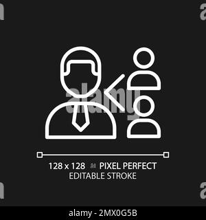 Pixel de référence des employés icône linéaire blanche parfaite pour le thème sombre Illustration de Vecteur
