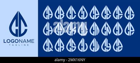 Collection de logo lettre C de goutte d'eau. Ensemble de marques de logo de lettre C de droplet. Illustration de Vecteur