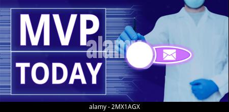 MVP texte écriture manuscrite. Vitrine stratégique de placement pour acheter des actions avec d'autres investisseurs Banque D'Images